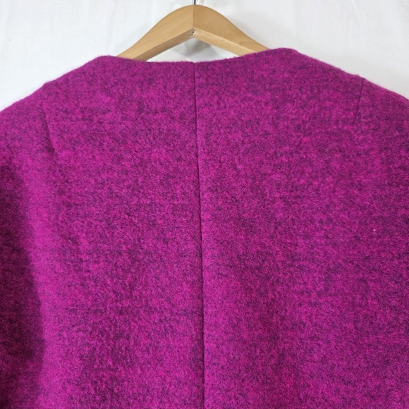 Marimekko collarless Pink and Dark Blue Wool snapbutton Coat - Picture 12 of 12